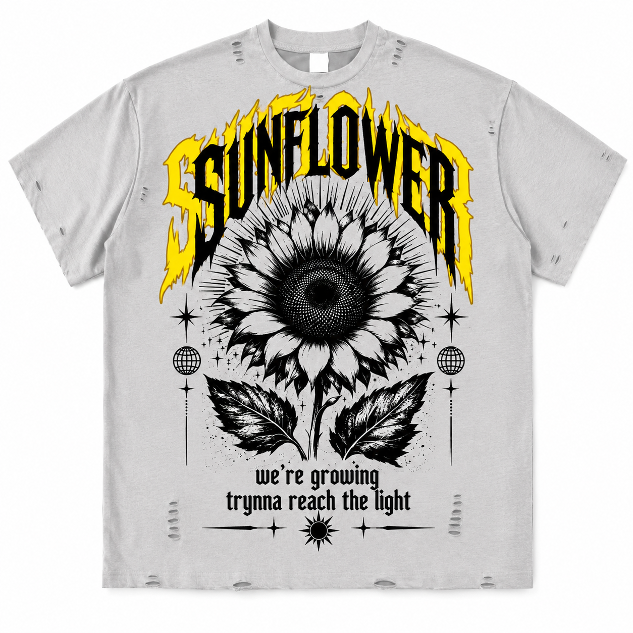 Sunflower distressed tee by.sloth da savior
