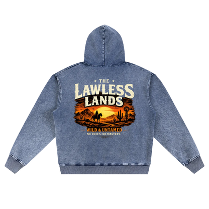 The Lawless Lands Denim Premium Zip Hoodie