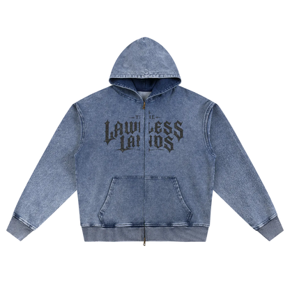 The Lawless Lands Denim Premium Zip Hoodie
