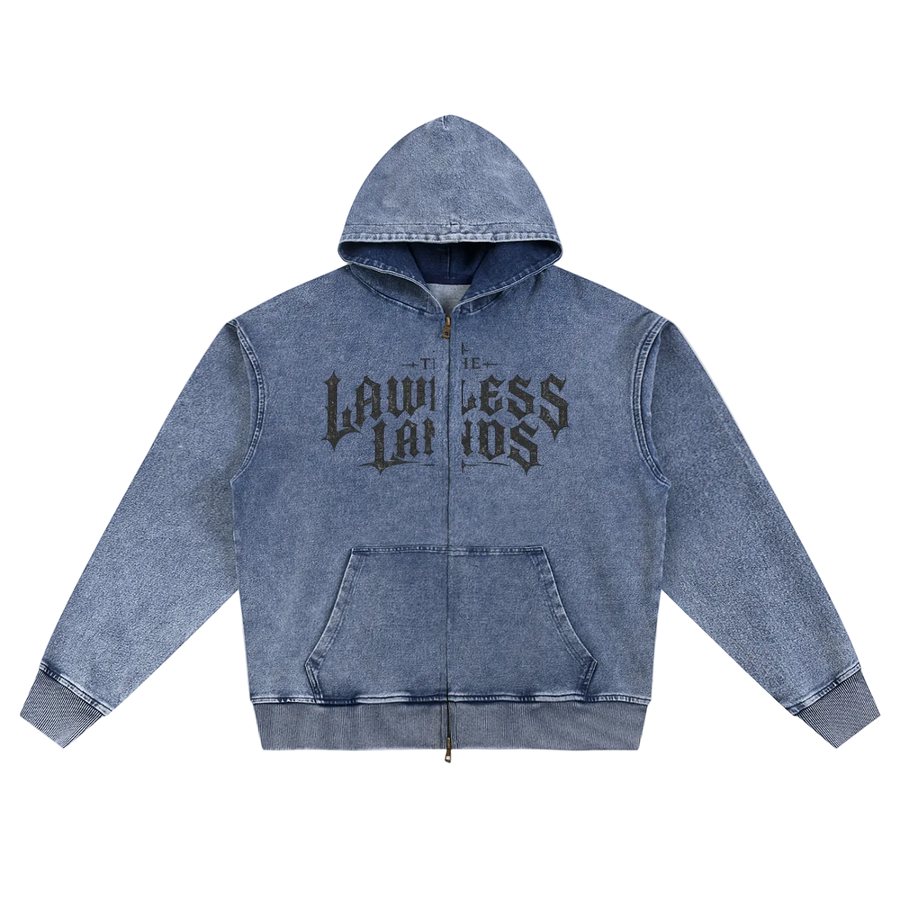 The Lawless Lands Denim Premium Zip Hoodie