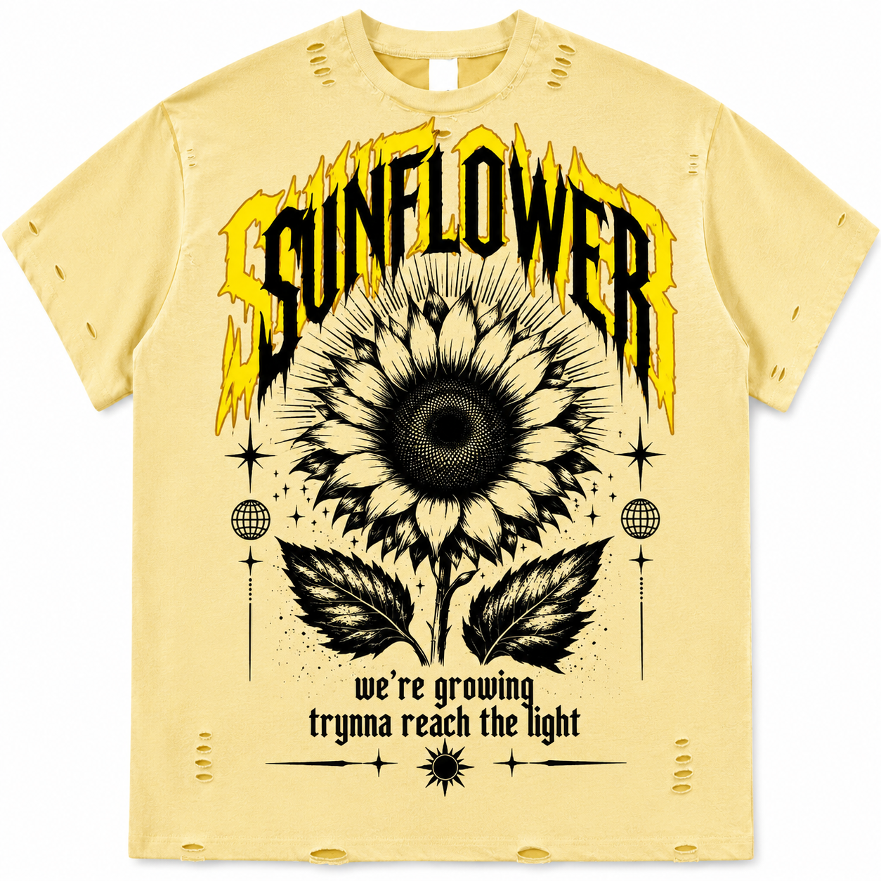 Sunflower distressed tee by.sloth da savior