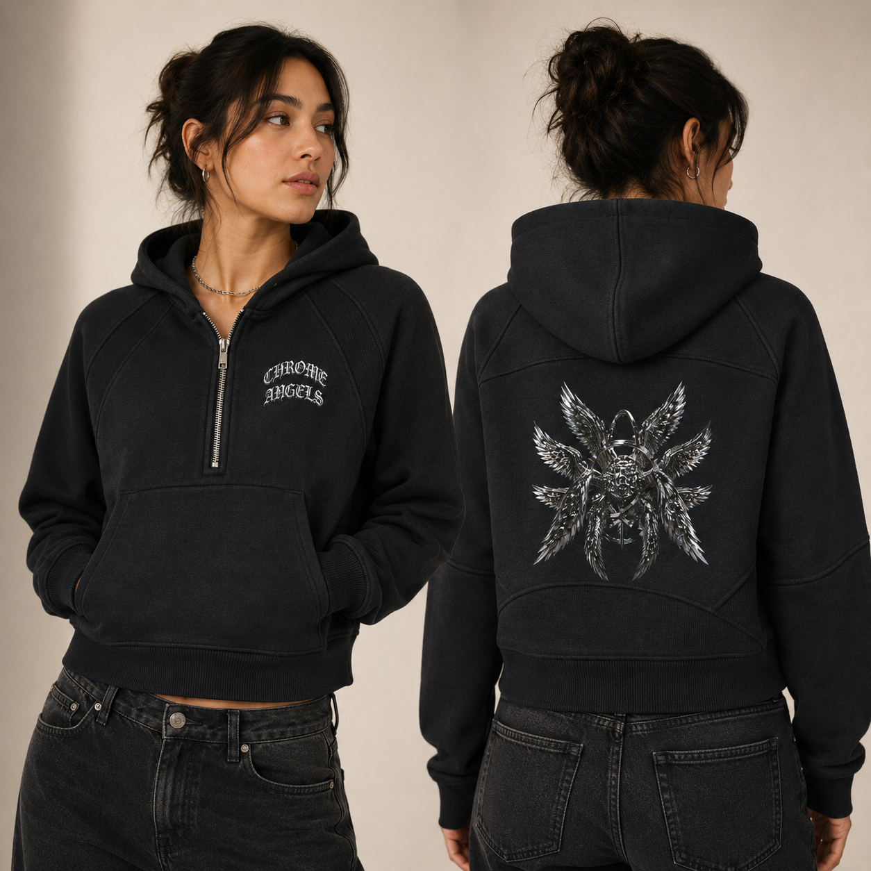 Chrome Angels Half Zip Hoodie